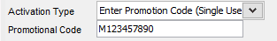 activation type enter promotion code single use
