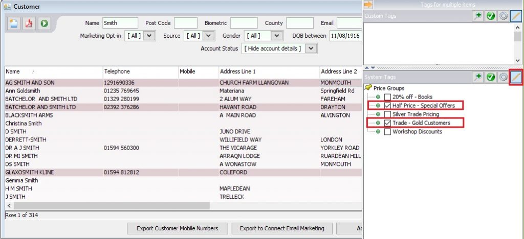 Price Book - Customer Tagging