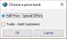 Price Book - Till - Choose a price book