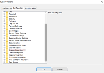 system options window -configuration tab